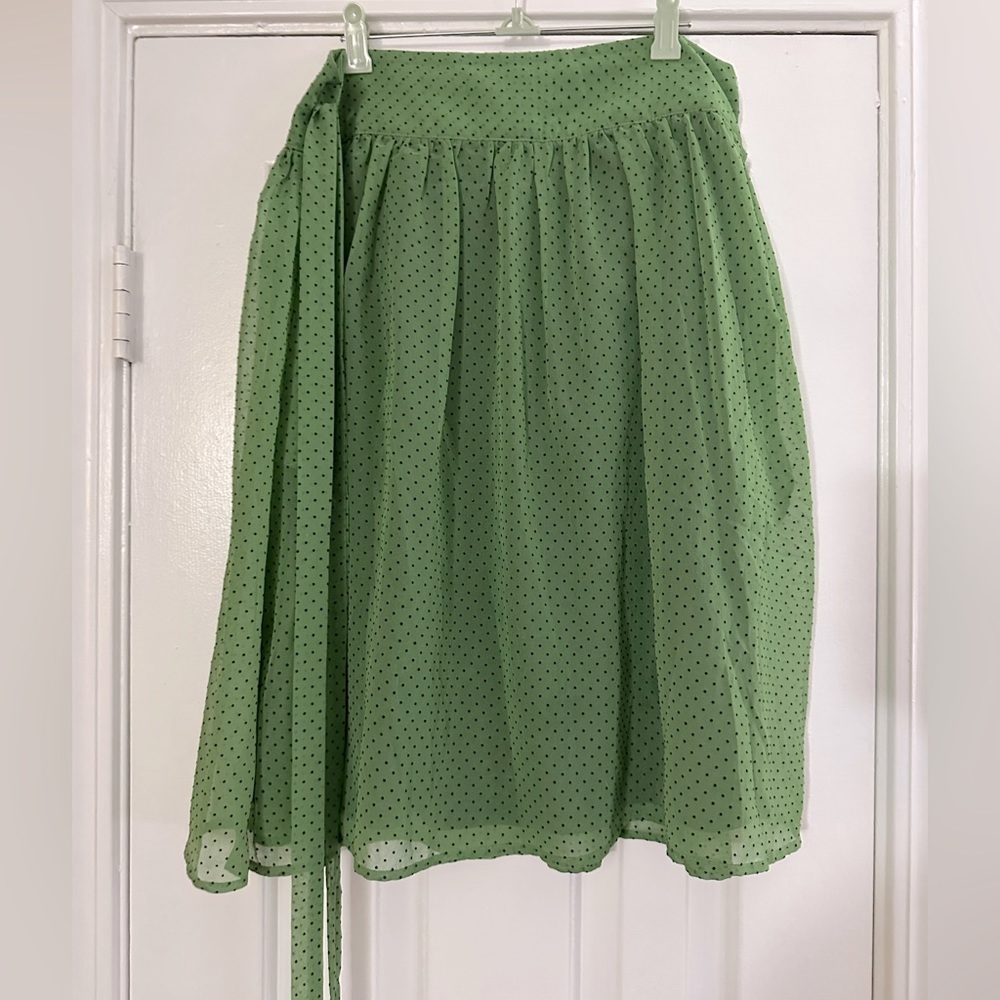 TULLE Green Polka Dot Skirt Sash Knee Length Sz Large
